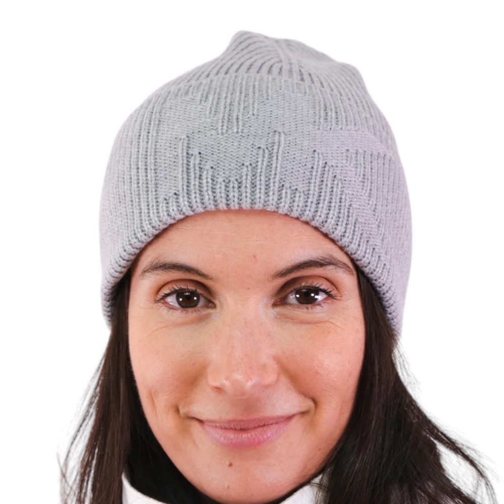 NWT MK Michael Kors Gray Logo Ribbed Knit Beanie Hat One Size MSRP $68
